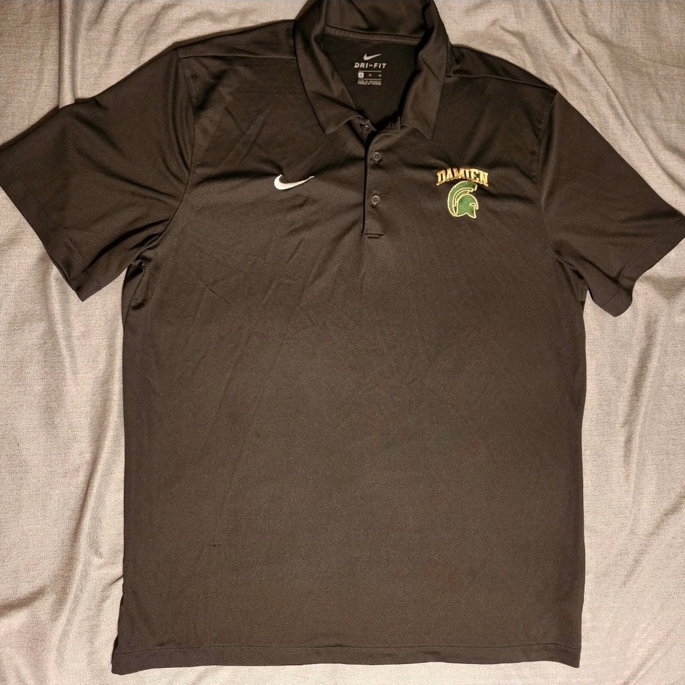 Nike Dri-Fit Junior Boys Size XL Black Pattern Dri-Fit Short Sleeve Golf Shirt